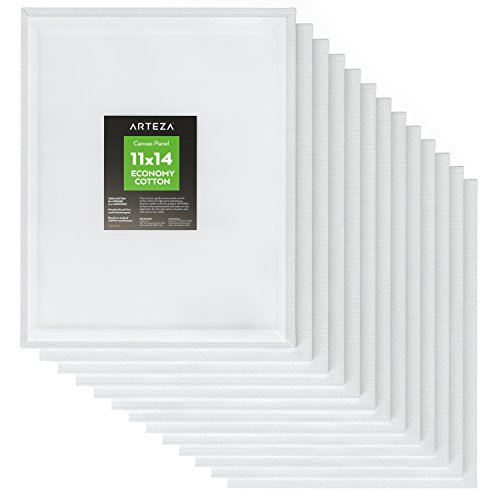 Arteza 11x14 White Blank Canvas Panel Boards, Bulk Pack of 14, Pr...
