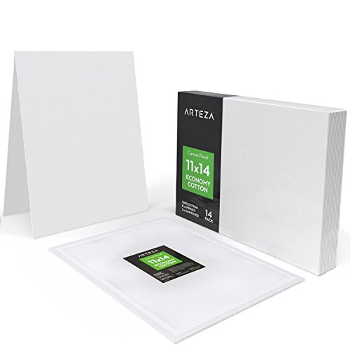 Arteza 11x14 White Blank Canvas Panel Boards, Bulk Pack of 14, Pr...