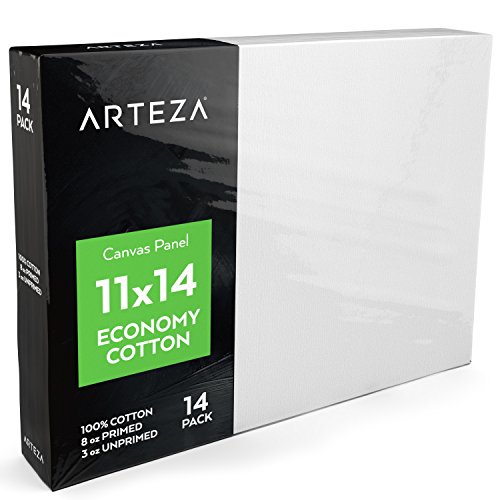 Arteza 11x14 White Blank Canvas Panel Boards, Bulk Pack of 14, Pr...