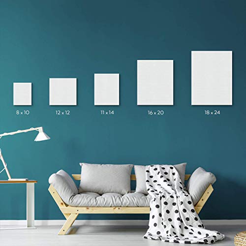 Arteza 12x12” Premium Stretched Canvas, Bulk Pack of 8, Primed, 10...