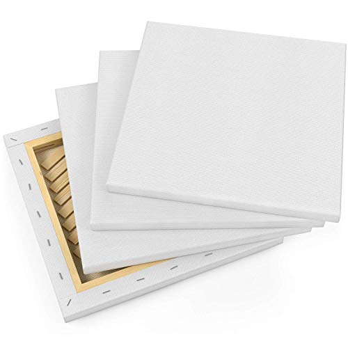 Arteza 12x12” Premium Stretched Canvas, Bulk Pack of 8, Primed, 10...