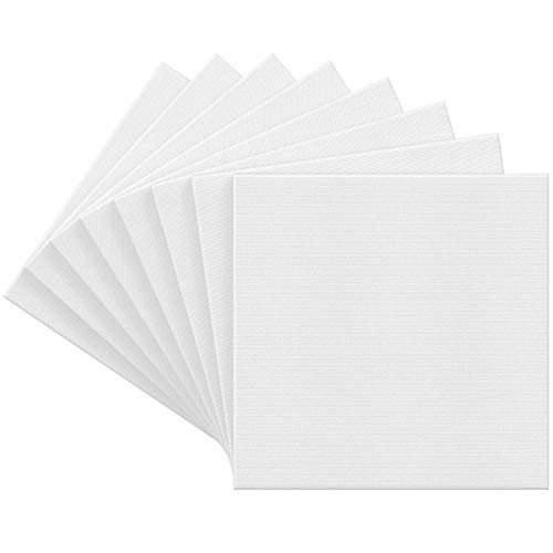 Arteza 12x12” Premium Stretched Canvas, Bulk Pack of 8, Primed, 10...