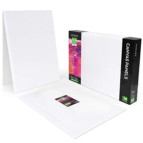 Arteza 16x20 White Blank Canvas Panels, Bulk Pack of 14, Primed, ...