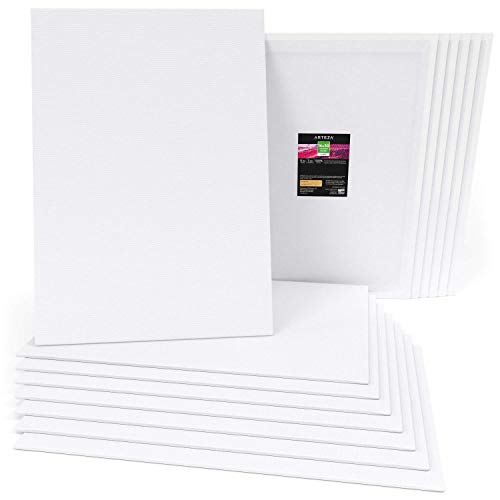 Arteza 16x20 White Blank Canvas Panels, Bulk Pack of 14, Primed, ...