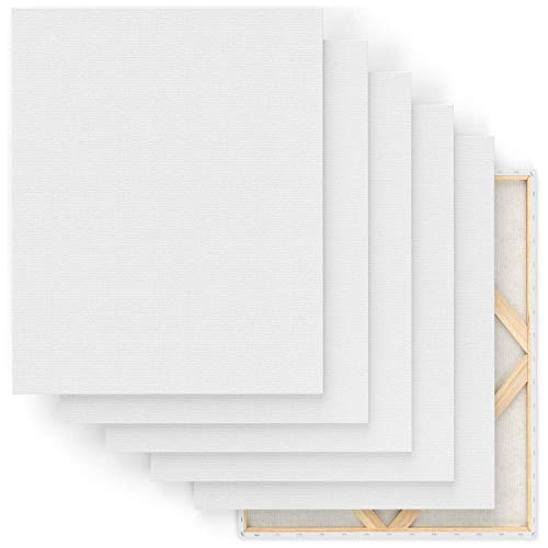 Arteza 24x30 Stretched White Blank Canvas, Bulk Pack of 6, Primed...