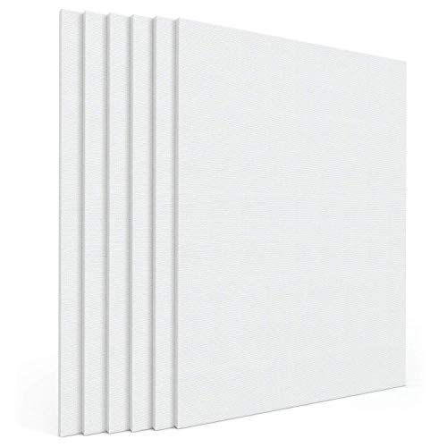 Arteza 24x30 Stretched White Blank Canvas, Bulk Pack of 6, Primed...