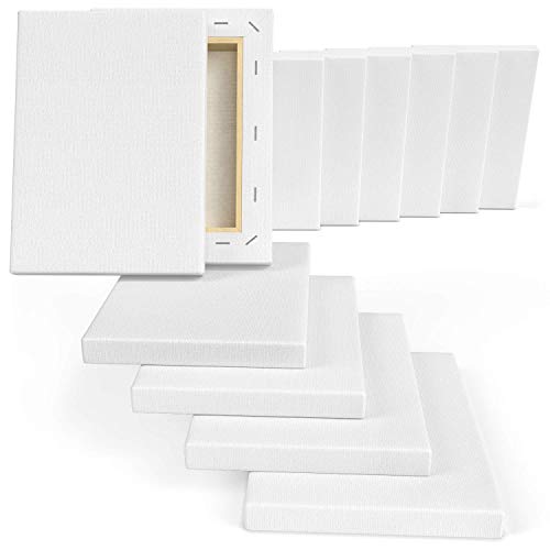 Arteza 5x7 Stretched White Blank Canvas, Bulk Pack of 12, Prim...