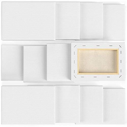 Arteza 5x7 Stretched White Blank Canvas, Bulk Pack of 12, Prim...