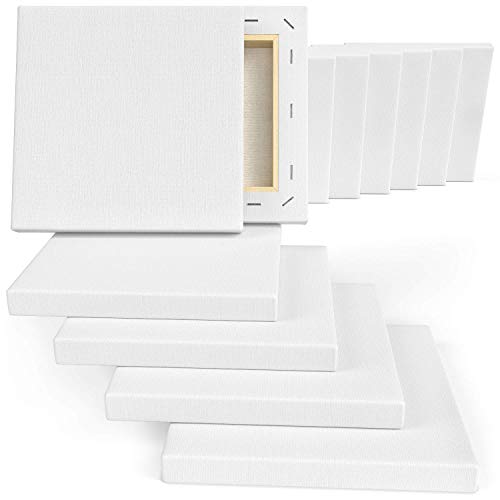 Arteza 6x6 Stretched White Blank Canvas, Bulk Pack of 12, Prim...