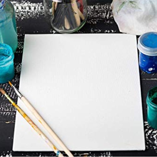 Arteza 6x6 White Blank Square Canvas Panels, Bulk Pack of 28, 100...