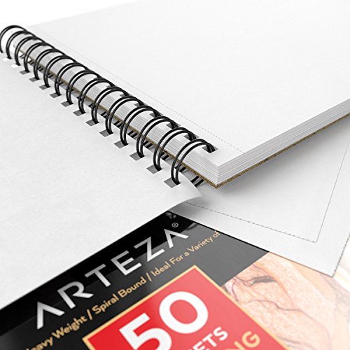Arteza 8X10 Drawing Pad, Pack of 2, 100 Sheets 80lb/130g, Spira...