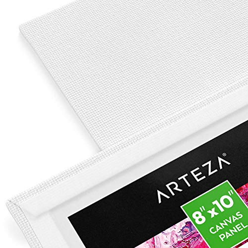 Arteza 8x10” White Blank Canvas Panels Boards, Bulk Pack of 28, Pr...