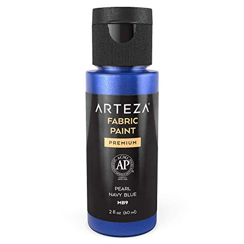 Arteza Metallic Fabric Paint, 60 ml Bottles, Set of 14 Permanent C...