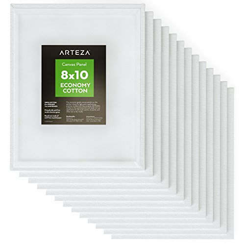 Arteza Painting Canvas Panels, 8x10, Set of 14, Primed White, 100%...