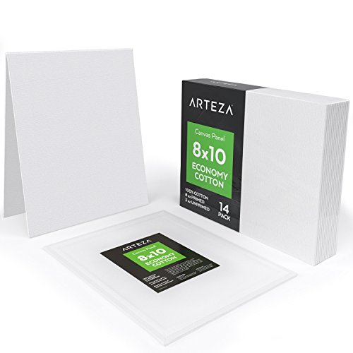 Arteza Painting Canvas Panels, 8x10, Set of 14, Primed White, 100%...