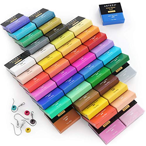 Arteza Polymer Clay Kit, Oven Bake, 42 Unique Colors, 5 Modeling T...