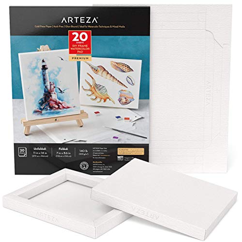 Arteza Watercolor Art Paper Foldable Canvas Pad, 7x8.6 Inches, 20 ...