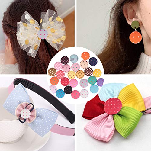 ARTIBETTER 100pcs Hair Bow Buttons Polka Dot Flatback Fabric Cover...