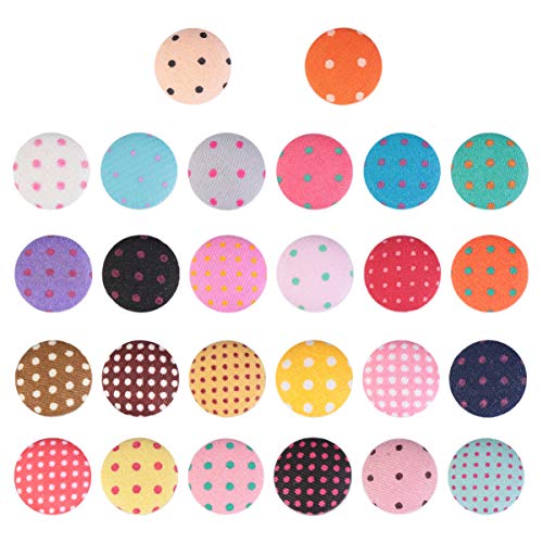 ARTIBETTER 100pcs Hair Bow Buttons Polka Dot Flatback Fabric Cover...
