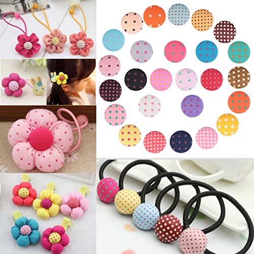 ARTIBETTER 100pcs Hair Bow Buttons Polka Dot Flatback Fabric Cover...