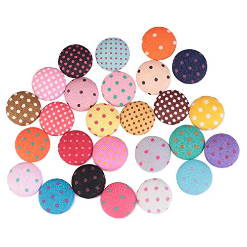 ARTIBETTER 100pcs Hair Bow Buttons Polka Dot Flatback Fabric Cover...