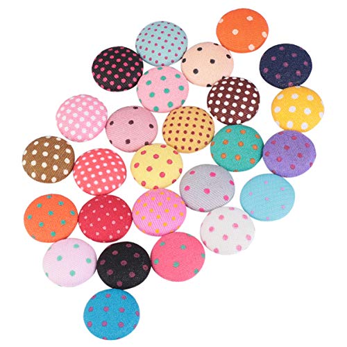 ARTIBETTER 100pcs Hair Bow Buttons Polka Dot Flatback Fabric Cover...