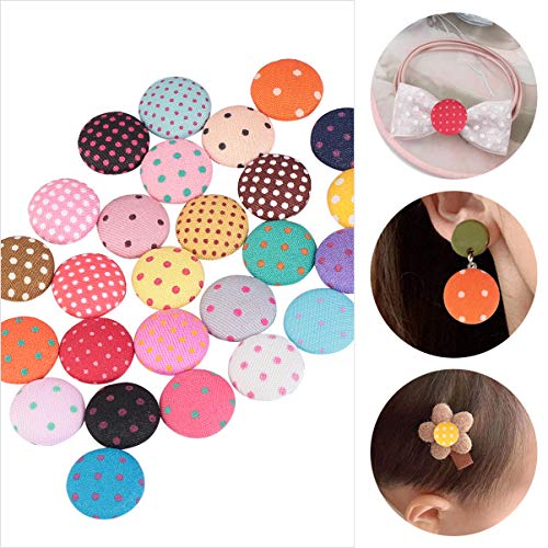 ARTIBETTER 100pcs Hair Bow Buttons Polka Dot Flatback Fabric Cover...