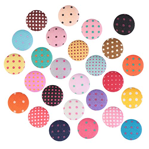 ARTIBETTER 100pcs Hair Bow Buttons Polka Dot Flatback Fabric Cover...