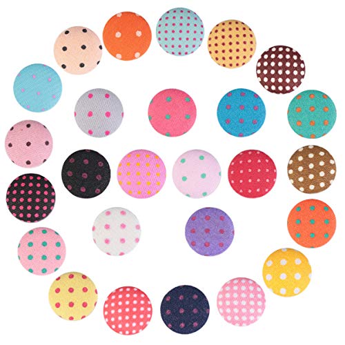 ARTIBETTER 100pcs Hair Bow Buttons Polka Dot Flatback Fabric Cover...