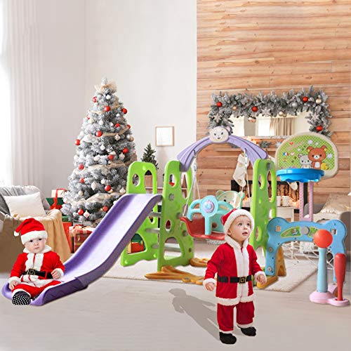 Toddler Slide Combination Set, 6 in 1 Kids Playground Mountaineeri...