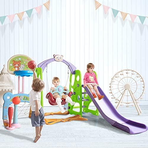 Toddler Slide Combination Set, 6 in 1 Kids Playground Mountaineeri...