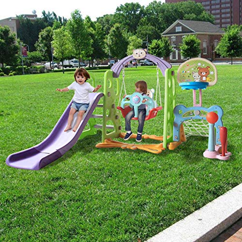 Toddler Slide Combination Set, 6 in 1 Kids Playground Mountaineeri...