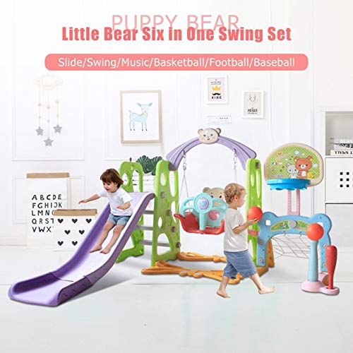 Toddler Slide Combination Set, 6 in 1 Kids Playground Mountaineeri...