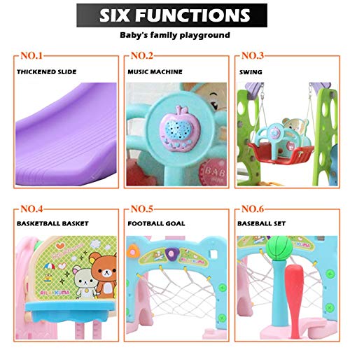 Toddler Slide Combination Set, 6 in 1 Kids Playground Mountaineeri...