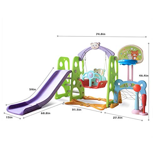 Toddler Slide Combination Set, 6 in 1 Kids Playground Mountaineeri...