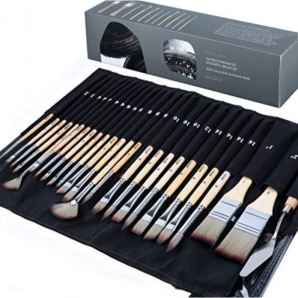 ARTIFY 24 pcs Paint Brush Set, Expert Series, Enhanced Synthetic B...