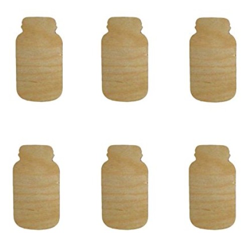 Mason Jar Shape Unfinished Wood Craft Cut Outs 6pcs MJ-06