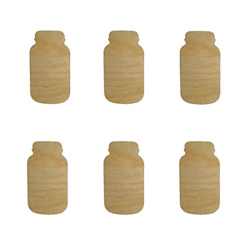 Mason Jar Shape Unfinished Wood Craft Cut Outs 6pcs MJ-06