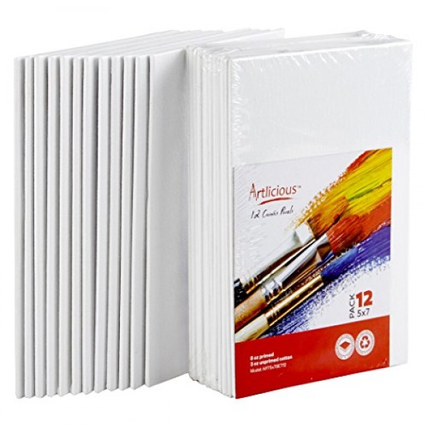 Painting Canvas Panels 72 Pack, 5X7, Classroom Value Pack Art