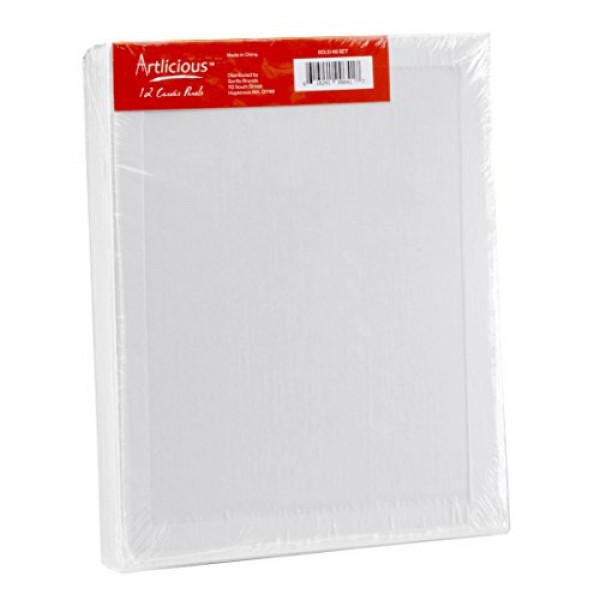 Artlicious Canvas Panels 12 Pack - 8x10 Super Value Pack- Artist Canvas Boards for Painting