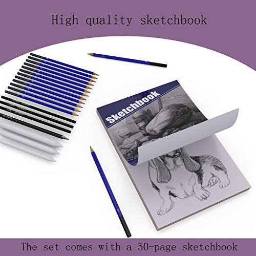 ARTOSA Drawing Pencils with Sketch Book 50 Pages, 35 Piece Sketch ...