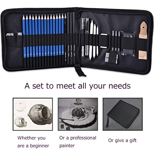 ARTOSA Drawing Pencils with Sketch Book 50 Pages, 35 Piece Sketch ...