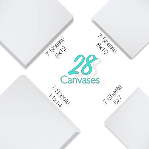 Pre-Primed Painting Canvas Panels, 28 Boards Multi-Pack, 5 x 7, 8 ...