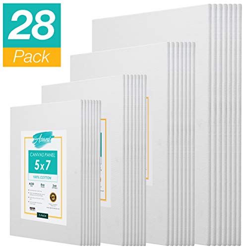Pre-Primed Painting Canvas Panels, 28 Boards Multi-Pack, 5 x 7, 8 ...