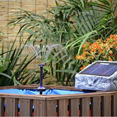 ASC Solar Stone Water Pump Kit with Battery and LED Ring Light
