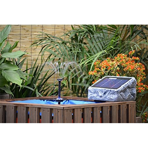 ASC Solar Stone Water Pump Kit with Battery and LED Ring Light
