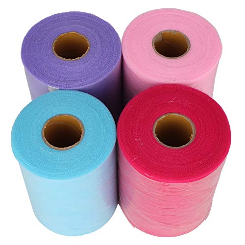 ASIBT 6 Inch x 100 Yards Tulle Roll Spool Fabric Table Runner Chai...
