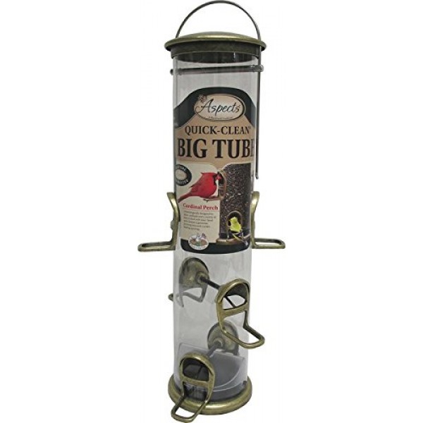 Aspects 420 Antique Brass Quick Clean Big Tube Feeder, Large