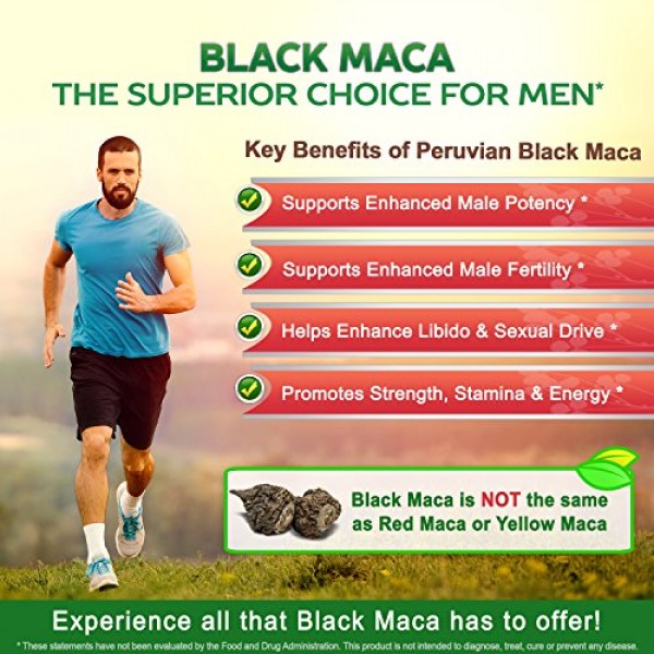 Pure Black Maca Root - 180 Capsules - Max Strength 1000mg Per Serv...