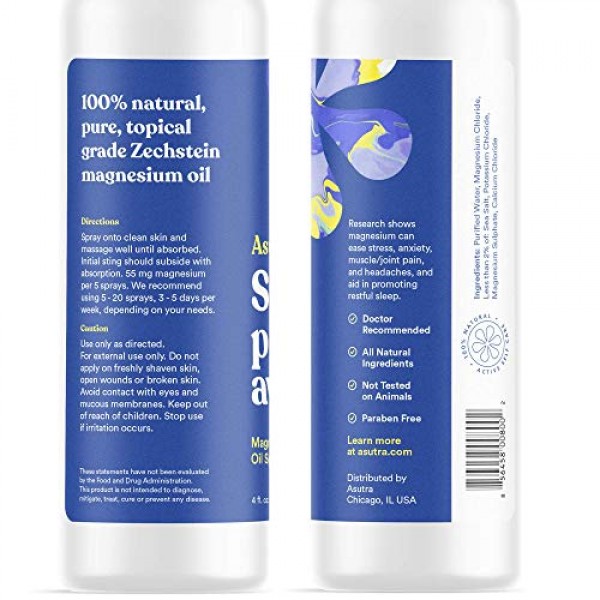 Asutra, Pure Zechstein, All-Natural Magnesium Oil Spray Value Set,...